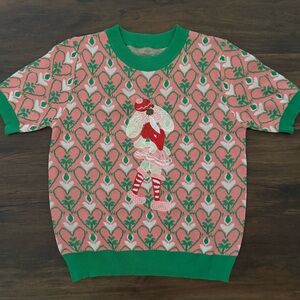 New Kawaii Green and Pink Patterned Women's Sweater